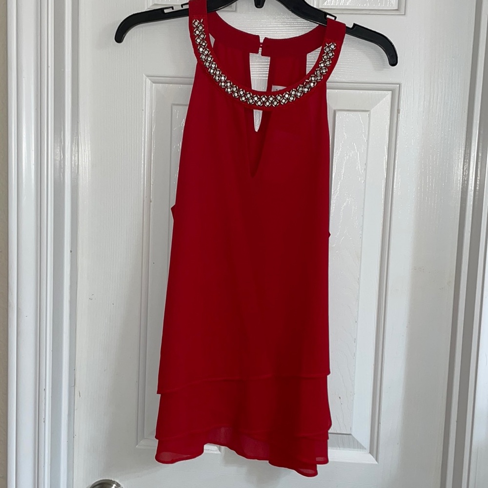 NWT Socialite Crystal Embelished Red top. Size XL